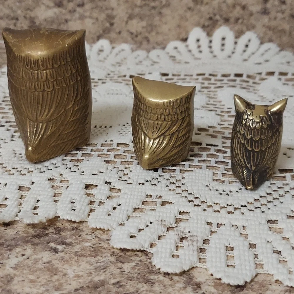 Bronze owl trio